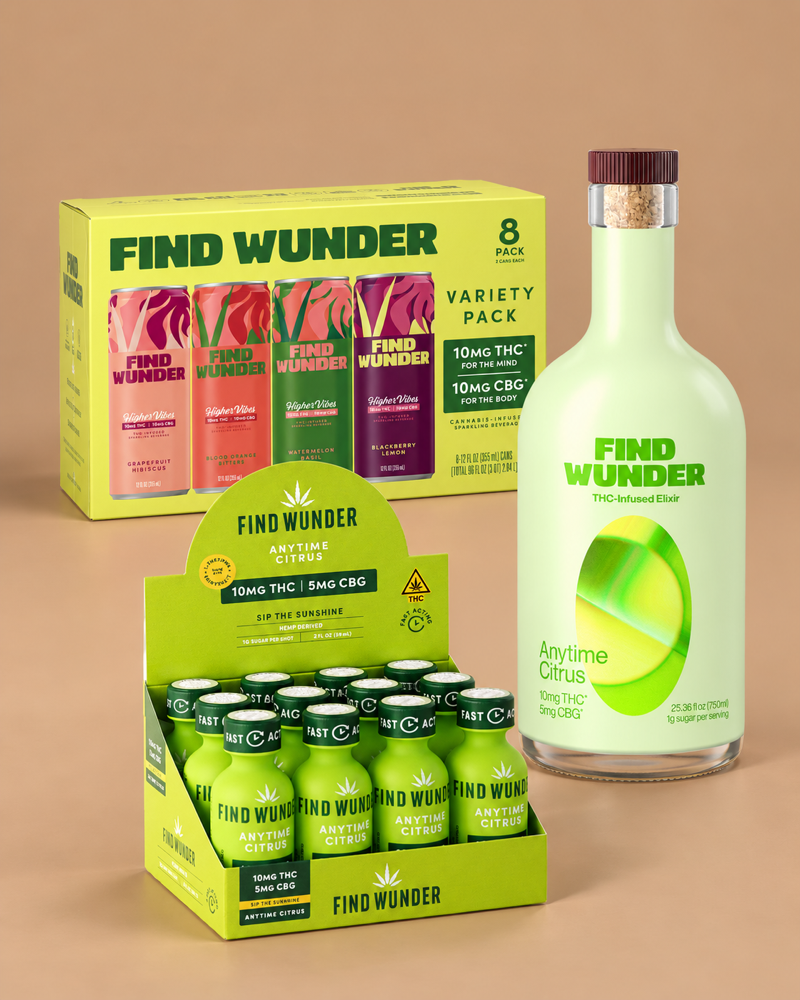 Thanksgiving Bundle with a 12-pack of Anytime Citrus 2oz shots, one 750ml Anytime Citrus Elixir bottle, and one eight-can HV Variety Pack on a tan background.